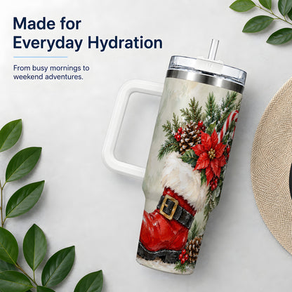 Santa Boot Christmas Tumbler, 40oz Stainless Steel Festive Drinkware