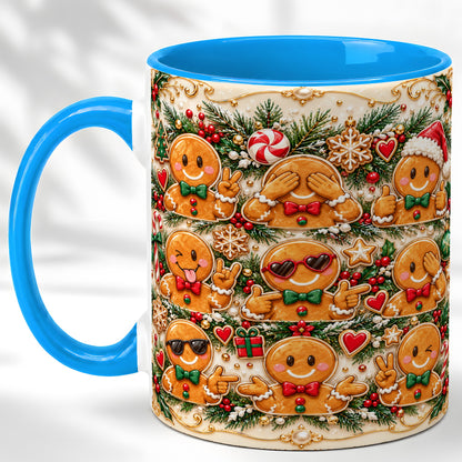 #pl[11oz|Blue] Gingerbread Christmas Coffee Mug, Holiday Cookie Mug, Ceramic Cup