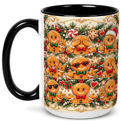 #pl[15oz|Black] Gingerbread Christmas Coffee Mug, Holiday Cookie Mug, Ceramic Cup