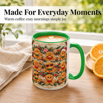 #pl[15oz|Green] Gingerbread Christmas Coffee Mug, Holiday Cookie Mug, Ceramic Cup
