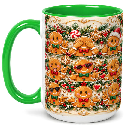 #pl[15oz|Green] Gingerbread Christmas Coffee Mug, Holiday Cookie Mug, Ceramic Cup