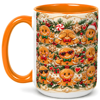 #pl[15oz|Orange] Gingerbread Christmas Coffee Mug, Holiday Cookie Mug, Ceramic Cup