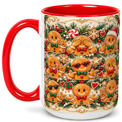 #pl[15oz|Red] Gingerbread Christmas Coffee Mug, Holiday Cookie Mug, Ceramic Cup