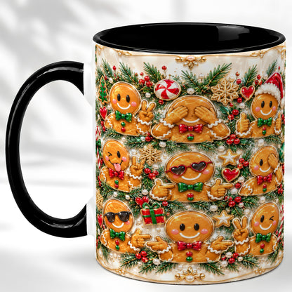 #pl[11oz|Black] Festive Gingerbread Coffee Mug, Christmas Cookie Mug, Ceramic Cup