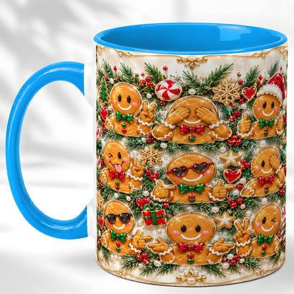 #pl[11oz|Blue] Festive Gingerbread Coffee Mug, Christmas Cookie Mug, Ceramic Cup