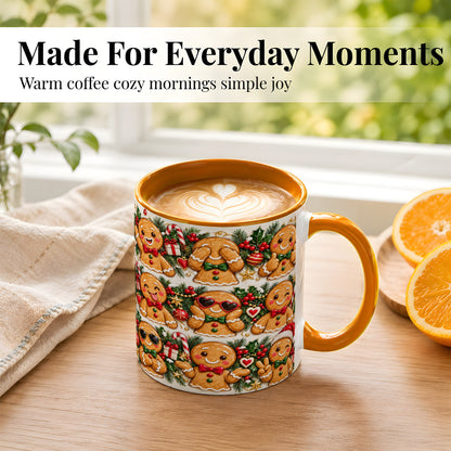 #pl[11oz|Orange] Christmas Gingerbread Coffee Mug, Holiday Character Mug, Ceramic Cup