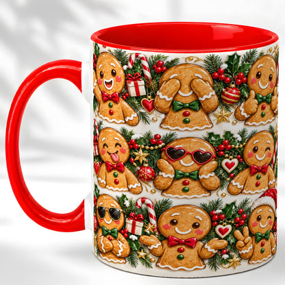 Christmas Gingerbread Coffee Mug, Holiday Character Mug, Ceramic Cup