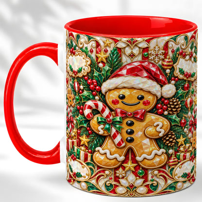 Gem Gingerbread Coffee Mug, Christmas Santa Hat Mug, Ceramic Cup