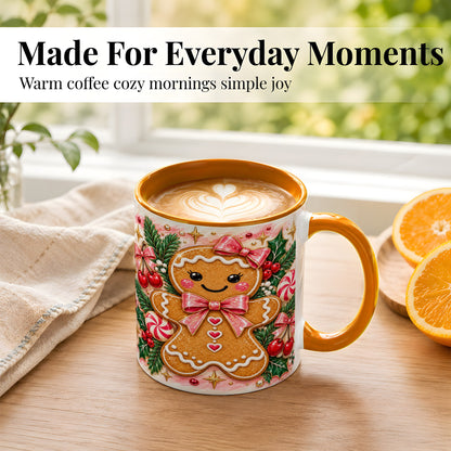 #pl[11oz|Orange] Christmas Gingerbread Coffee Mug, Peppermint Mug, Ceramic Cup
