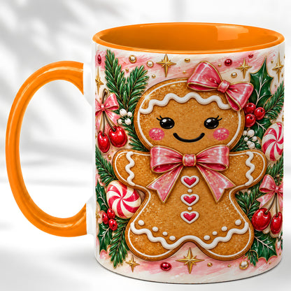 #pl[11oz|Orange] Christmas Gingerbread Coffee Mug, Peppermint Mug, Ceramic Cup