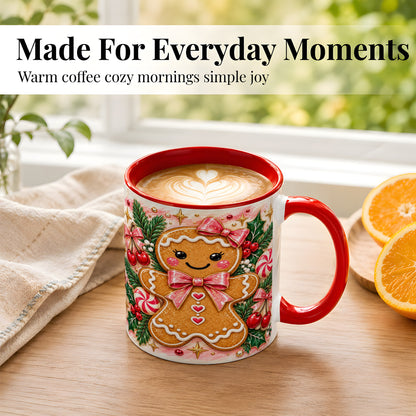 #pl[11oz|Red] Christmas Gingerbread Coffee Mug, Peppermint Mug, Ceramic Cup