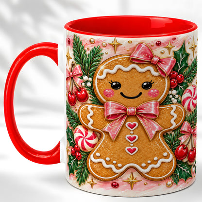 Christmas Gingerbread Coffee Mug, Peppermint Mug, Ceramic Cup