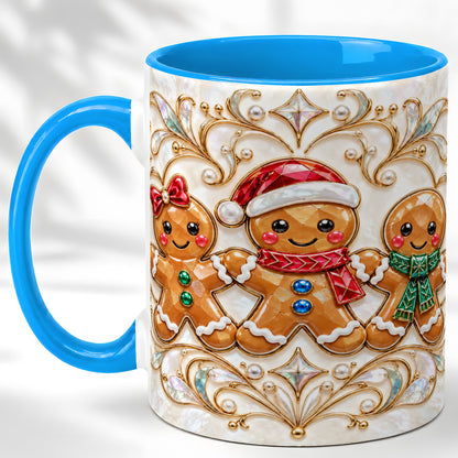 #pl[11oz|Blue] Gingerbread Family Coffee Mug, Christmas Mug, Ceramic Cup