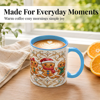 #pl[11oz|Blue] Gingerbread Family Coffee Mug, Christmas Mug, Ceramic Cup