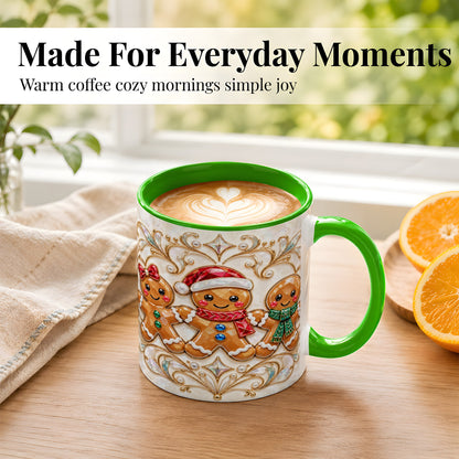#pl[11oz|Green] Gingerbread Family Coffee Mug, Christmas Mug, Ceramic Cup