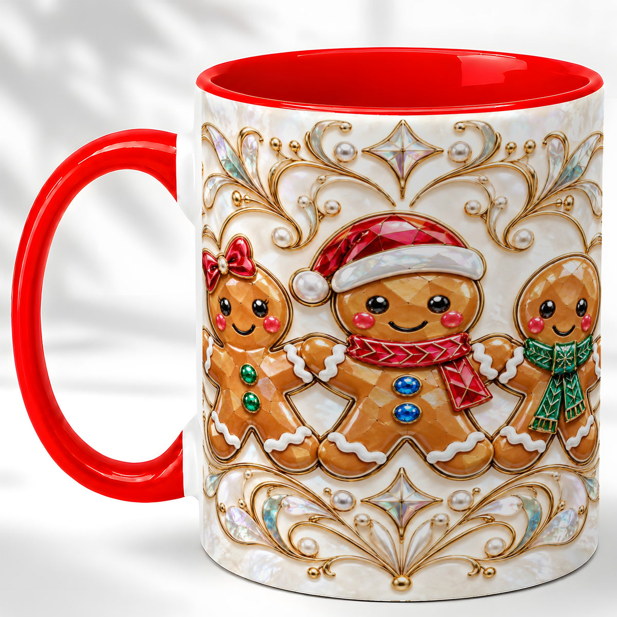Gingerbread Family Coffee Mug, Christmas Mug, Ceramic Cup
