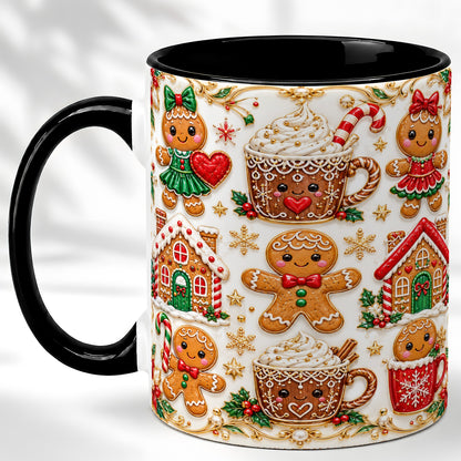 #pl[11oz|Black] Gingerbread Village Coffee Mug, Christmas Mug, Ceramic Cup