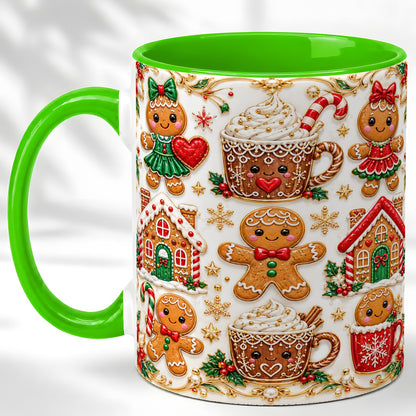 #pl[11oz|Green] Gingerbread Village Coffee Mug, Christmas Mug, Ceramic Cup