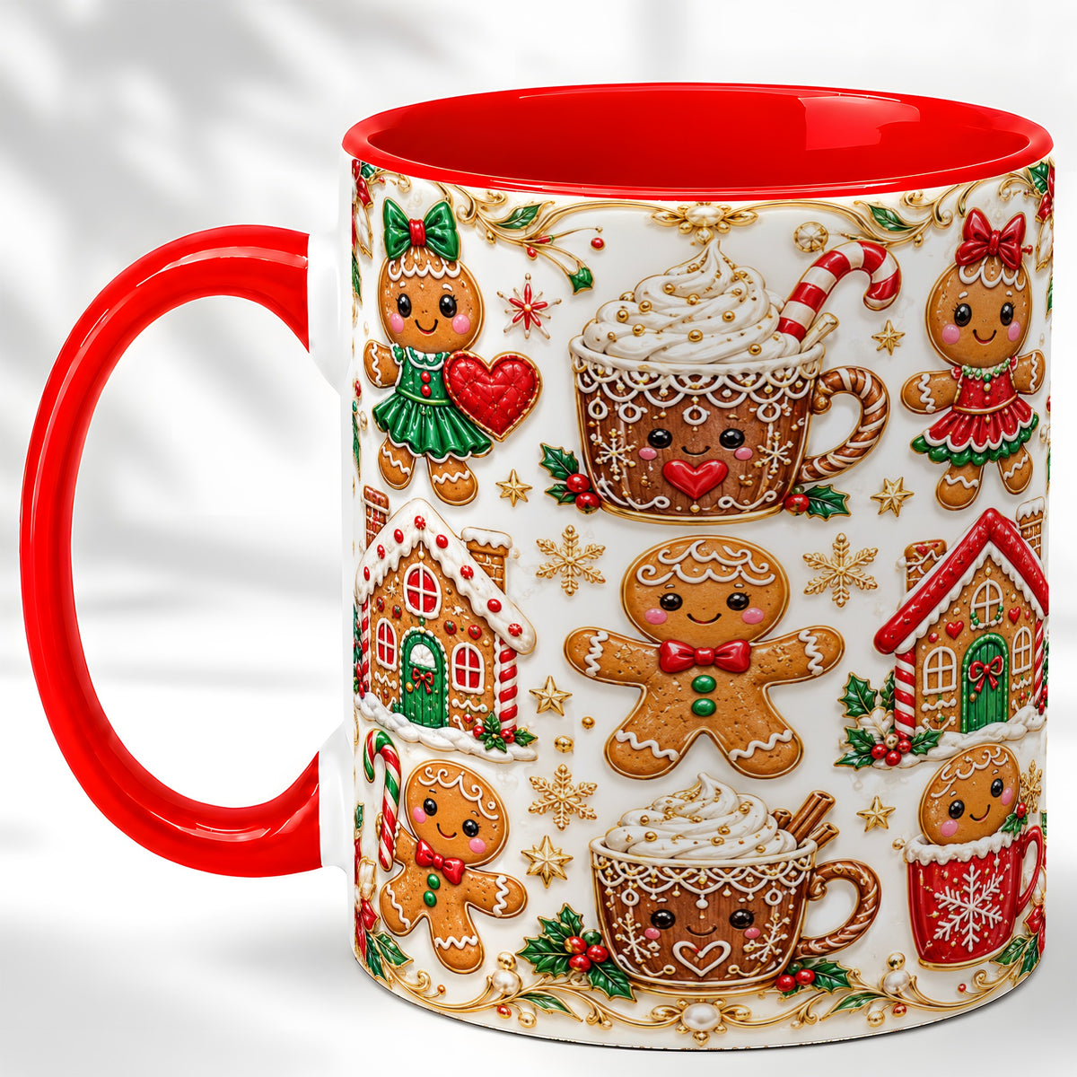 Gingerbread Village Coffee Mug, Christmas Mug, Ceramic Cup