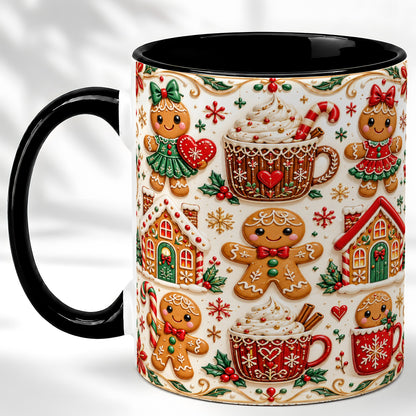 #pl[11oz|Black] Gingerbread Christmas Coffee Mug, Holiday Gingerbread Mug, Ceramic Cup