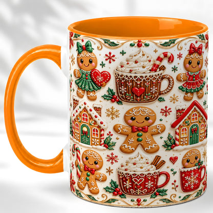 #pl[11oz|Orange] Gingerbread Christmas Coffee Mug, Holiday Gingerbread Mug, Ceramic Cup