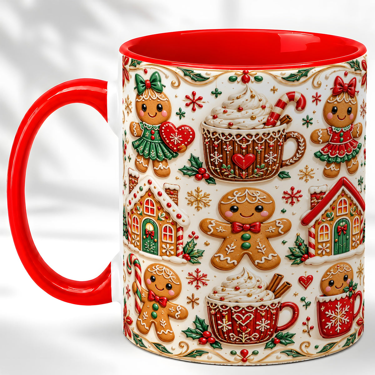 Gingerbread Christmas Coffee Mug, Holiday Gingerbread Mug, Ceramic Cup