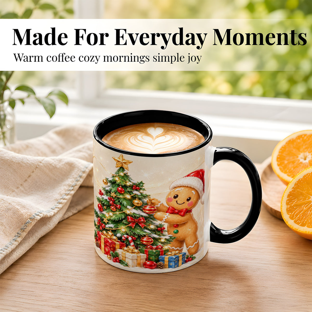 #pl[11oz|Black] Christmas Gingerbread Coffee Mug, Holiday Cookie Mug, Ceramic Cup