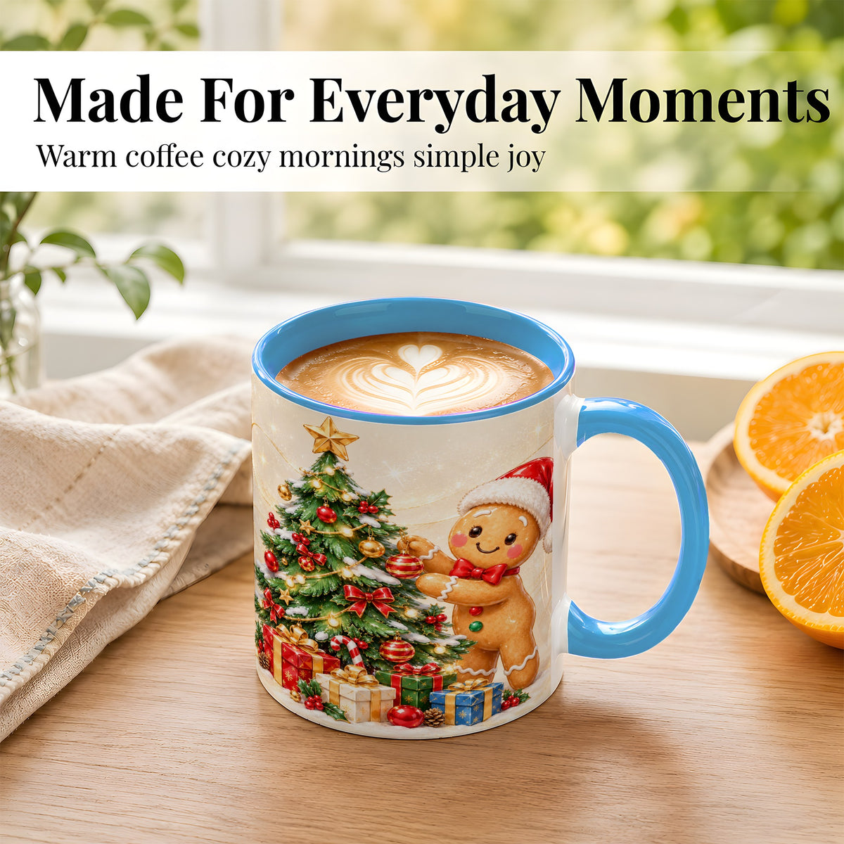 #pl[11oz|Blue] Christmas Gingerbread Coffee Mug, Holiday Cookie Mug, Ceramic Cup