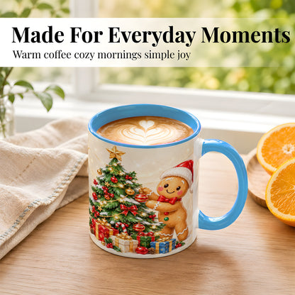 #pl[11oz|Blue] Christmas Gingerbread Coffee Mug, Holiday Cookie Mug, Ceramic Cup