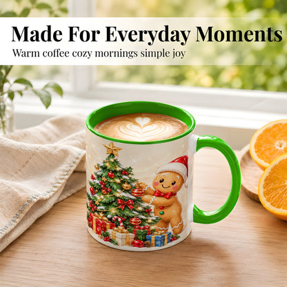 #pl[11oz|Green] Christmas Gingerbread Coffee Mug, Holiday Cookie Mug, Ceramic Cup