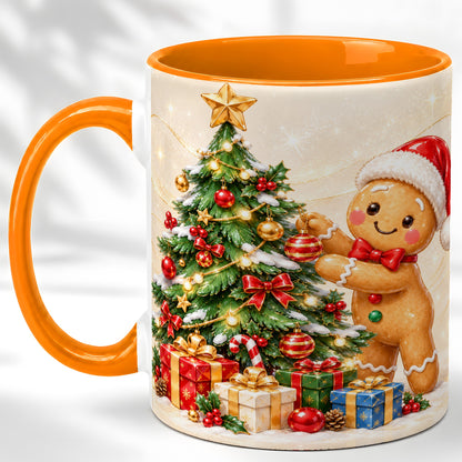 #pl[11oz|Orange] Christmas Gingerbread Coffee Mug, Holiday Cookie Mug, Ceramic Cup
