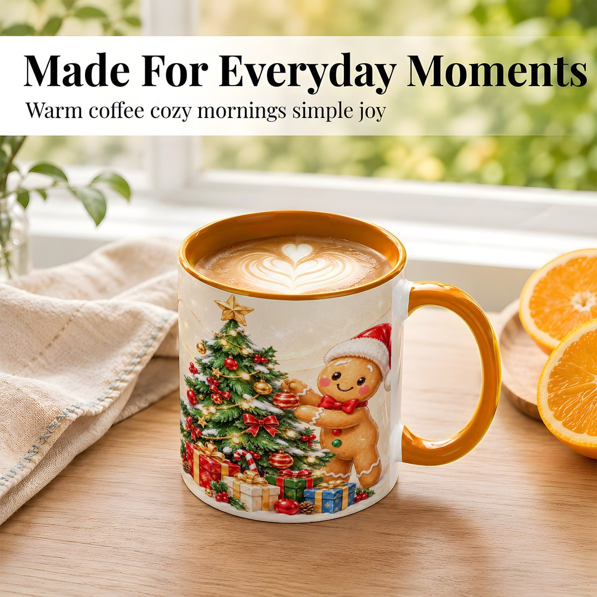 #pl[11oz|Orange] Christmas Gingerbread Coffee Mug, Holiday Cookie Mug, Ceramic Cup