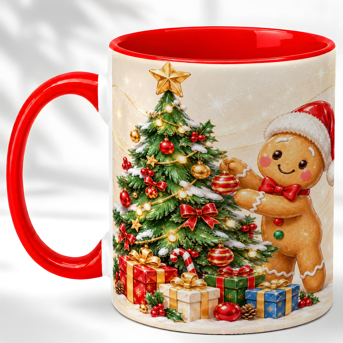Christmas Gingerbread Coffee Mug, Holiday Cookie Mug, Ceramic Cup