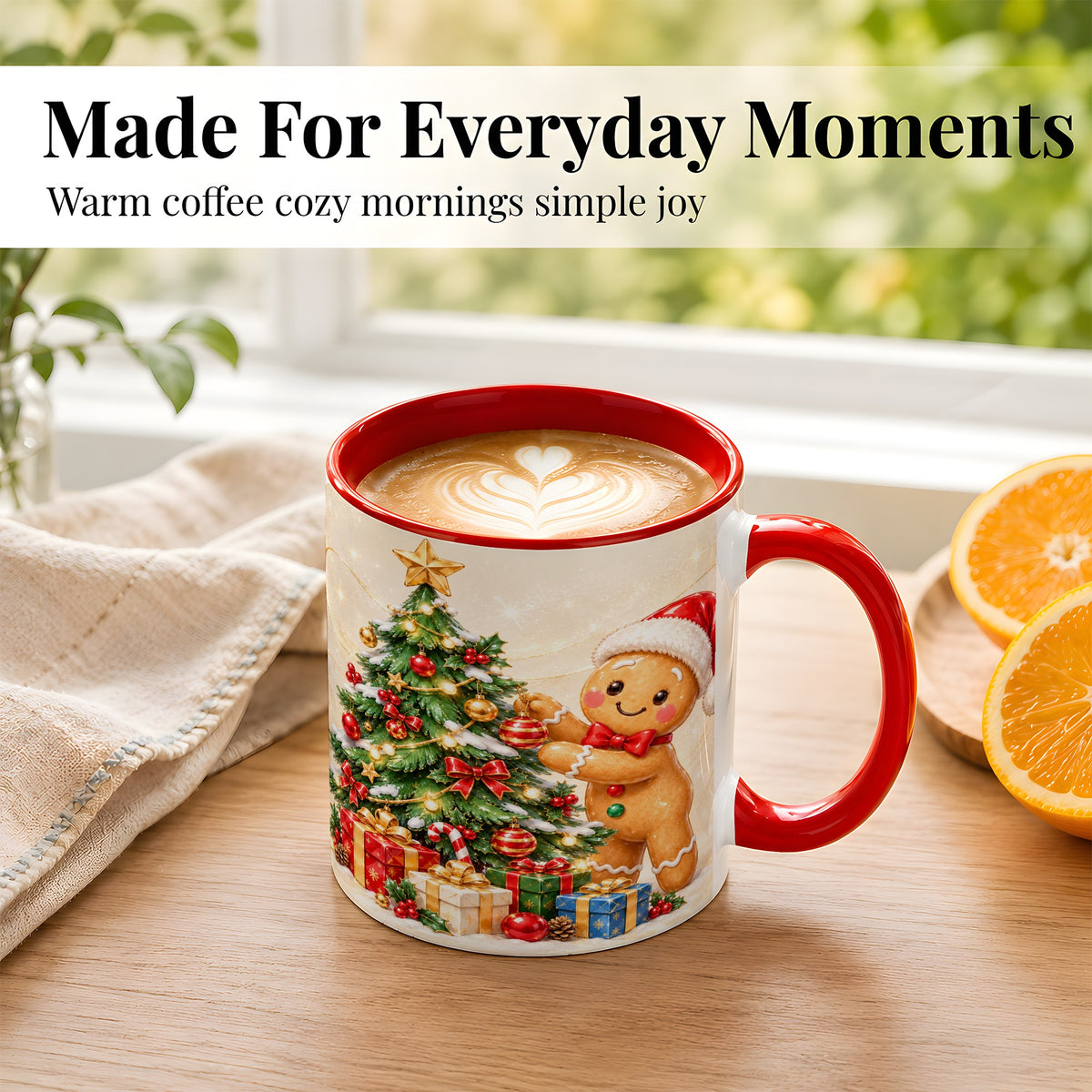 #pl[11oz|Red] Christmas Gingerbread Coffee Mug, Holiday Cookie Mug, Ceramic Cup