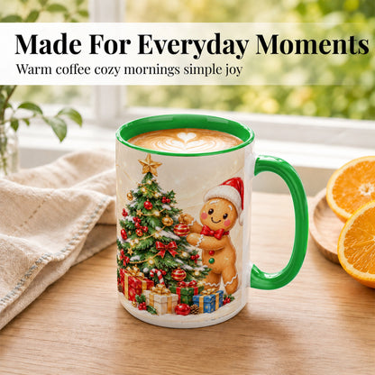 #pl[15oz|Green] Christmas Gingerbread Coffee Mug, Holiday Cookie Mug, Ceramic Cup
