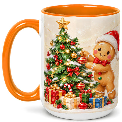 #pl[15oz|Orange] Christmas Gingerbread Coffee Mug, Holiday Cookie Mug, Ceramic Cup