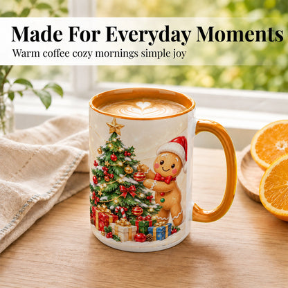 #pl[15oz|Orange] Christmas Gingerbread Coffee Mug, Holiday Cookie Mug, Ceramic Cup