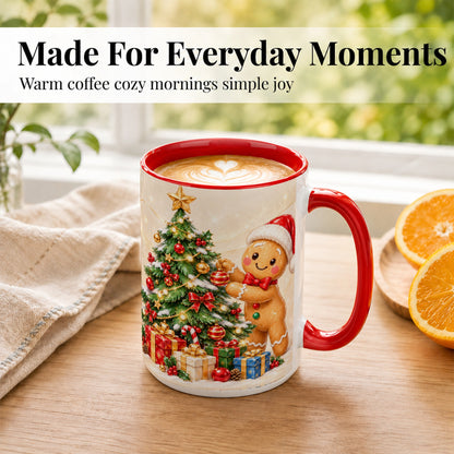 #pl[15oz|Red] Christmas Gingerbread Coffee Mug, Holiday Cookie Mug, Ceramic Cup
