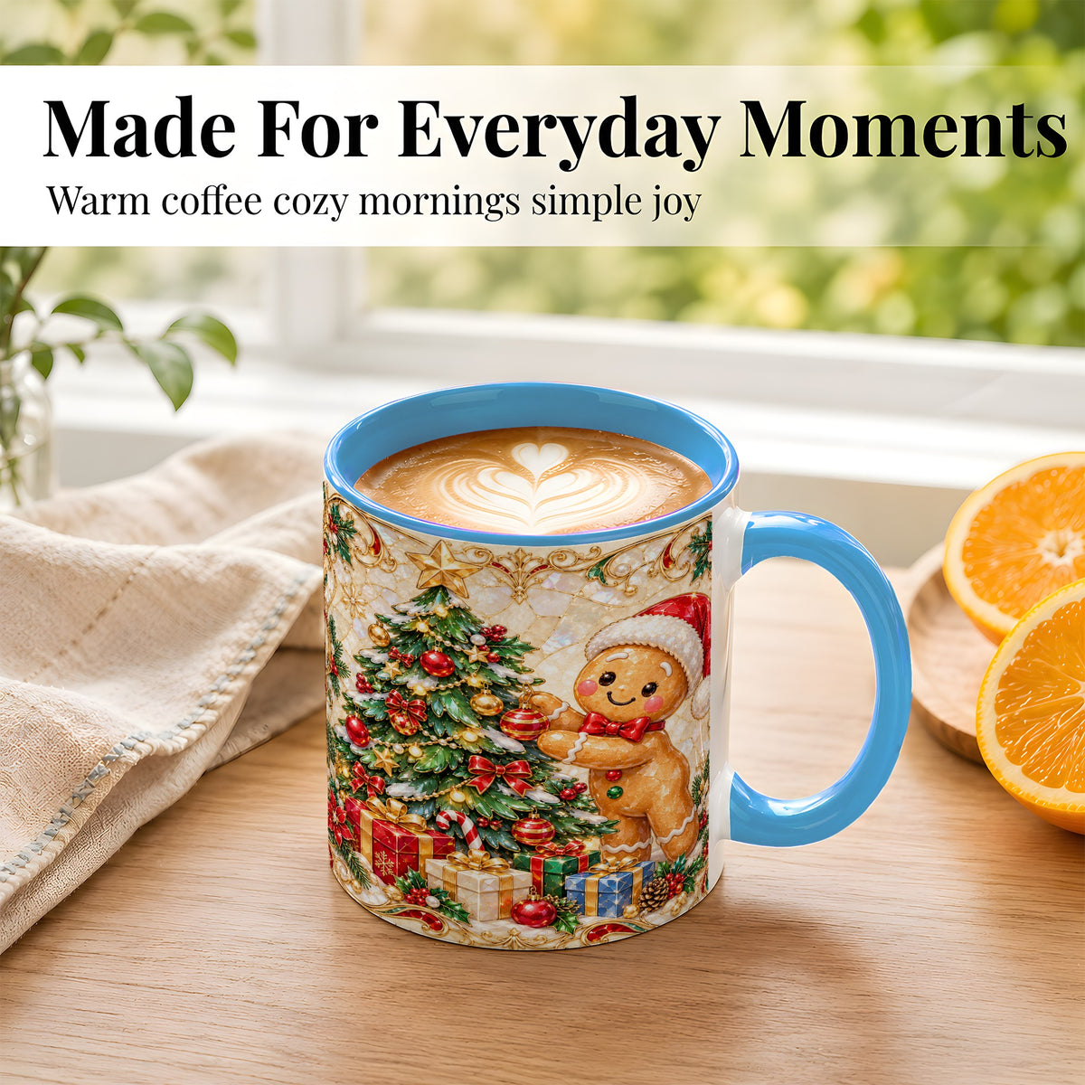 #pl[11oz|Blue] Gingerbread Tree Coffee Mug, Christmas Cookie Mug, Ceramic Cup