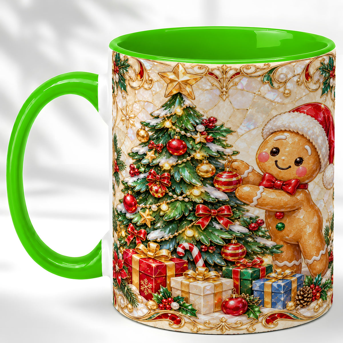 #pl[11oz|Green] Gingerbread Tree Coffee Mug, Christmas Cookie Mug, Ceramic Cup