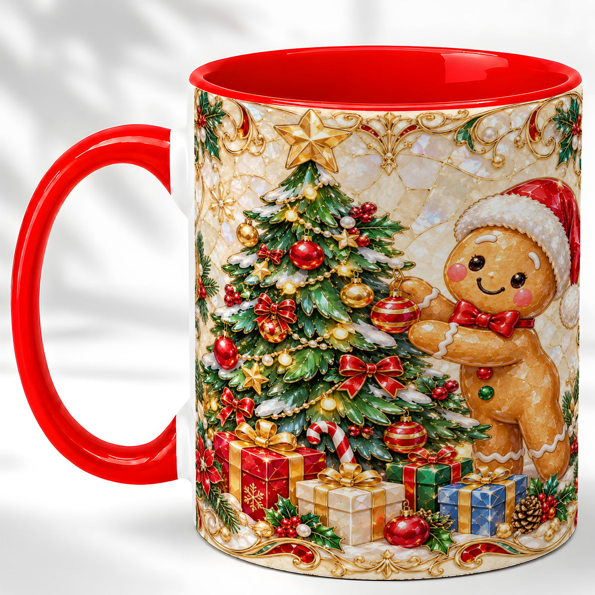 Gingerbread Tree Coffee Mug, Christmas Cookie Mug, Ceramic Cup