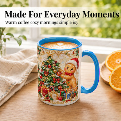 #pl[15oz|Blue] Gingerbread Tree Coffee Mug, Christmas Cookie Mug, Ceramic Cup