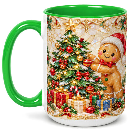 #pl[15oz|Green] Gingerbread Tree Coffee Mug, Christmas Cookie Mug, Ceramic Cup