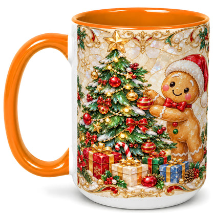 #pl[15oz|Orange] Gingerbread Tree Coffee Mug, Christmas Cookie Mug, Ceramic Cup