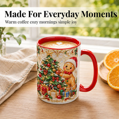 #pl[15oz|Red] Gingerbread Tree Coffee Mug, Christmas Cookie Mug, Ceramic Cup
