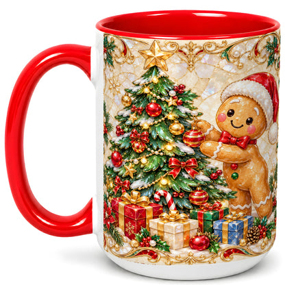 #pl[15oz|Red] Gingerbread Tree Coffee Mug, Christmas Cookie Mug, Ceramic Cup