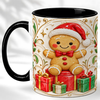 #pl[11oz|Black] Santa Gingerbread Coffee Mug, Christmas Cookie Mug, Ceramic Cup