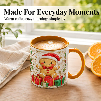 #pl[11oz|Orange] Santa Gingerbread Coffee Mug, Christmas Cookie Mug, Ceramic Cup