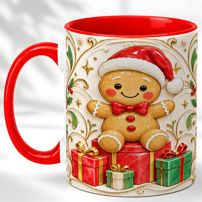 Santa Gingerbread Coffee Mug, Christmas Cookie Mug, Ceramic Cup