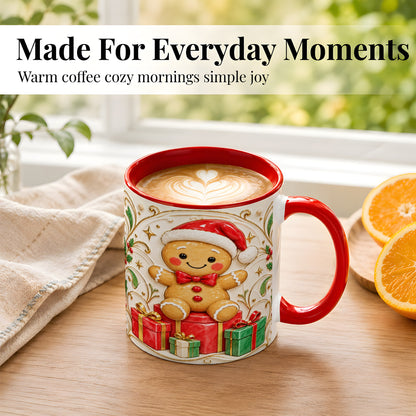 #pl[11oz|Red] Santa Gingerbread Coffee Mug, Christmas Cookie Mug, Ceramic Cup